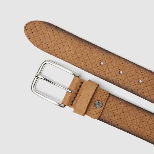 Riem met print suede