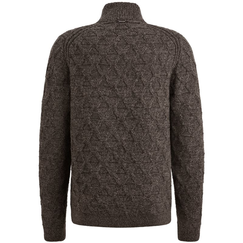 Half zip collar wool blend mou