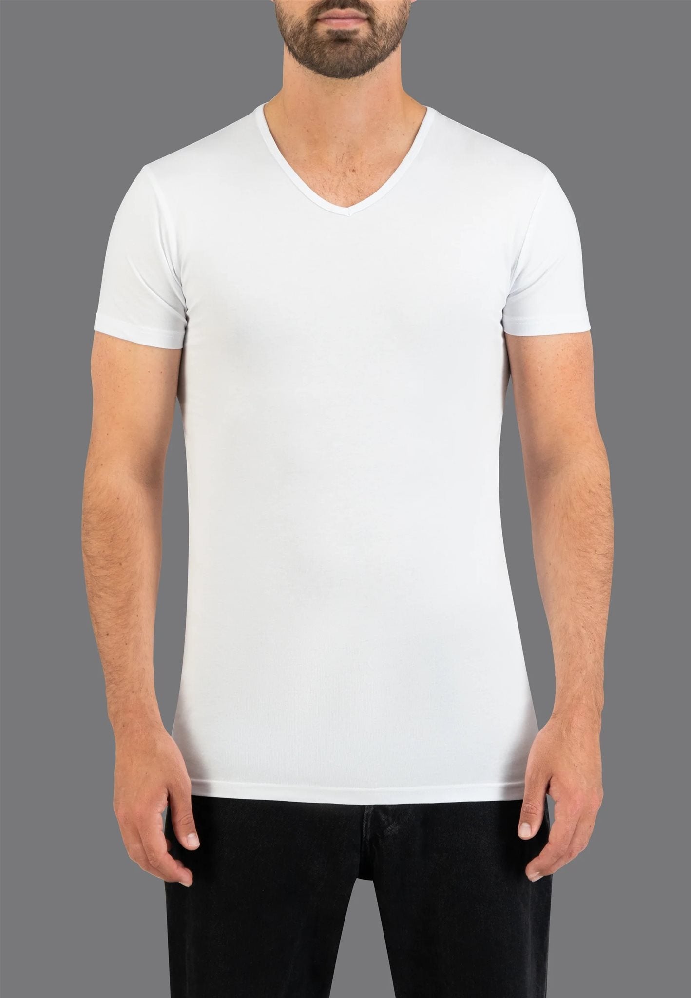 Stretch 2P V-Neck White