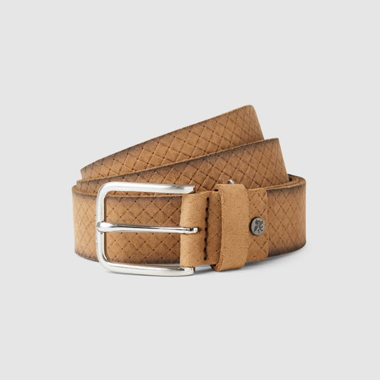 Riem met print suede