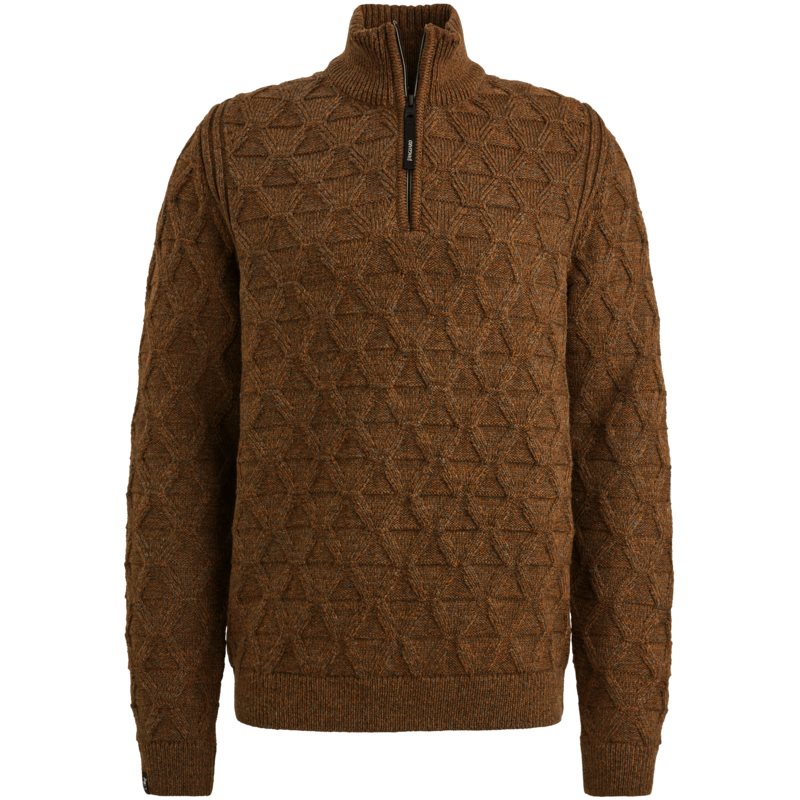 Half zip collar wool blend mou