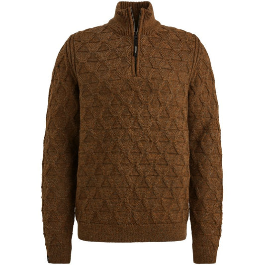 Half zip collar wool blend mou