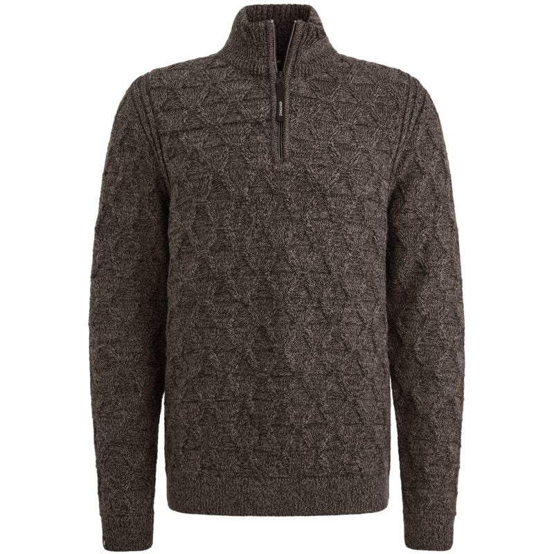 Half zip collar wool blend mou