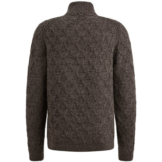 Half zip collar wool blend mou