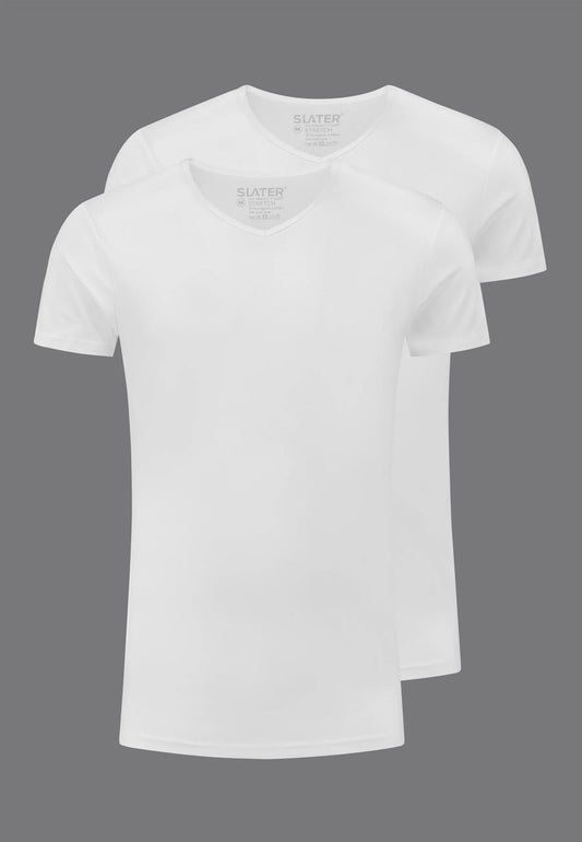 Stretch 2P V-Neck White